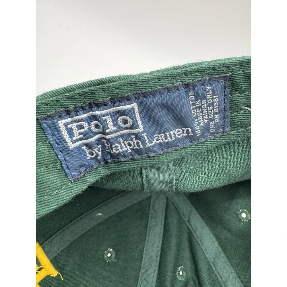 VTG Polo Ralph Lauren Hat PRL Monogram Green Yellow Strapback NWT - Picture 7 of 7